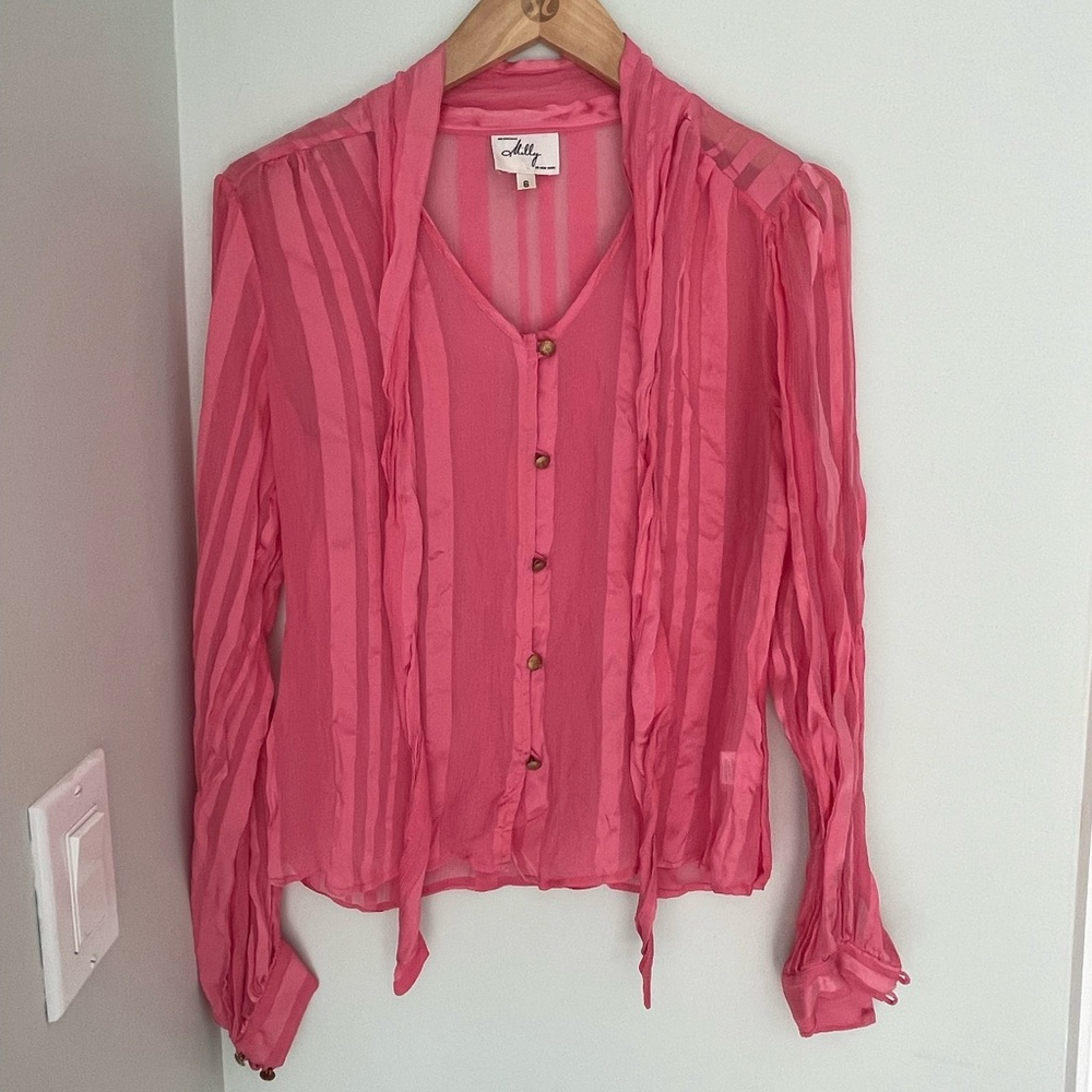 Milly of New York Pink Silk Blouse Size 6